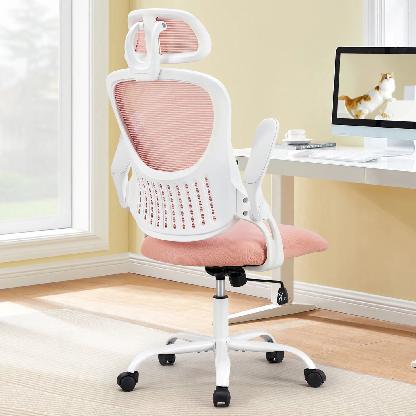 Mesh Ergonomic Office Computer Desk Chair Flip-up Arms Adjustable