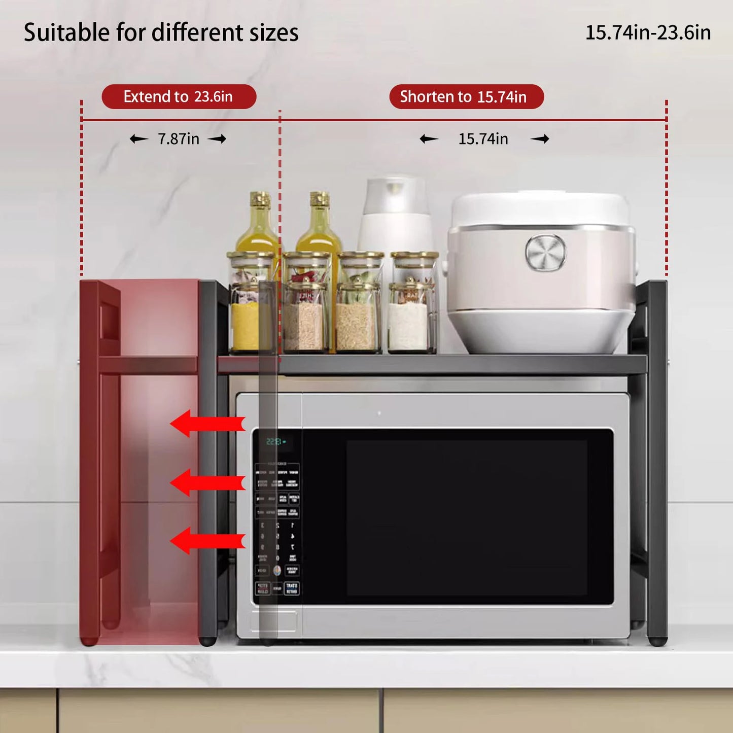 1pc Expandable 42-64cm Microwave Shelf Organizer, Moisture And Rust