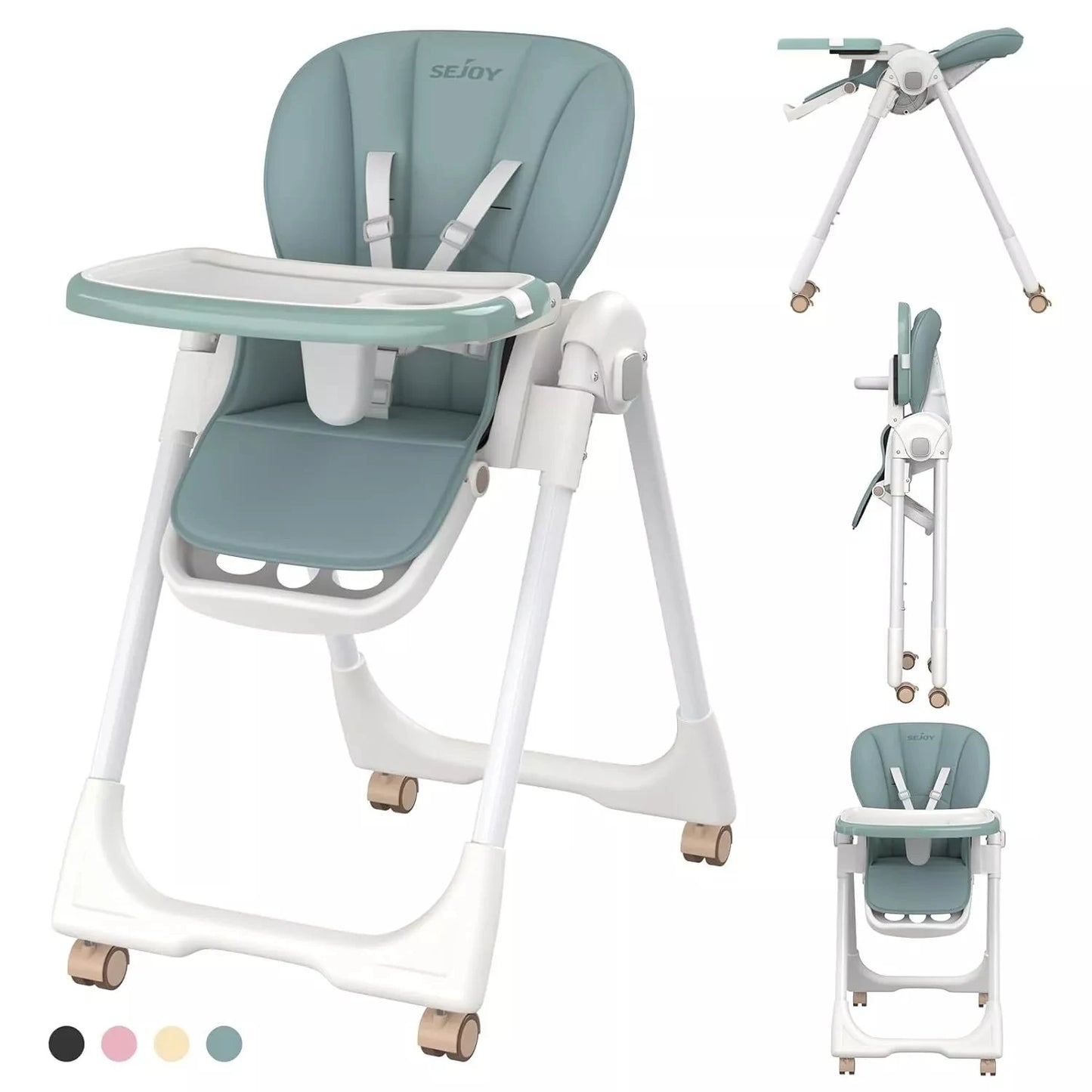 SEJOY Baby High Chair Infants Folding Convertible Removable Tray Adjustable