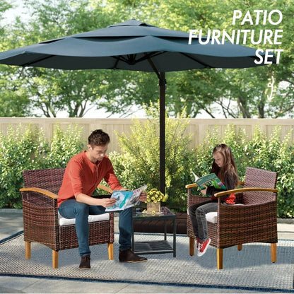 Outdoor Courtyard Furniture Set with Table, Wicker Courtyard Set