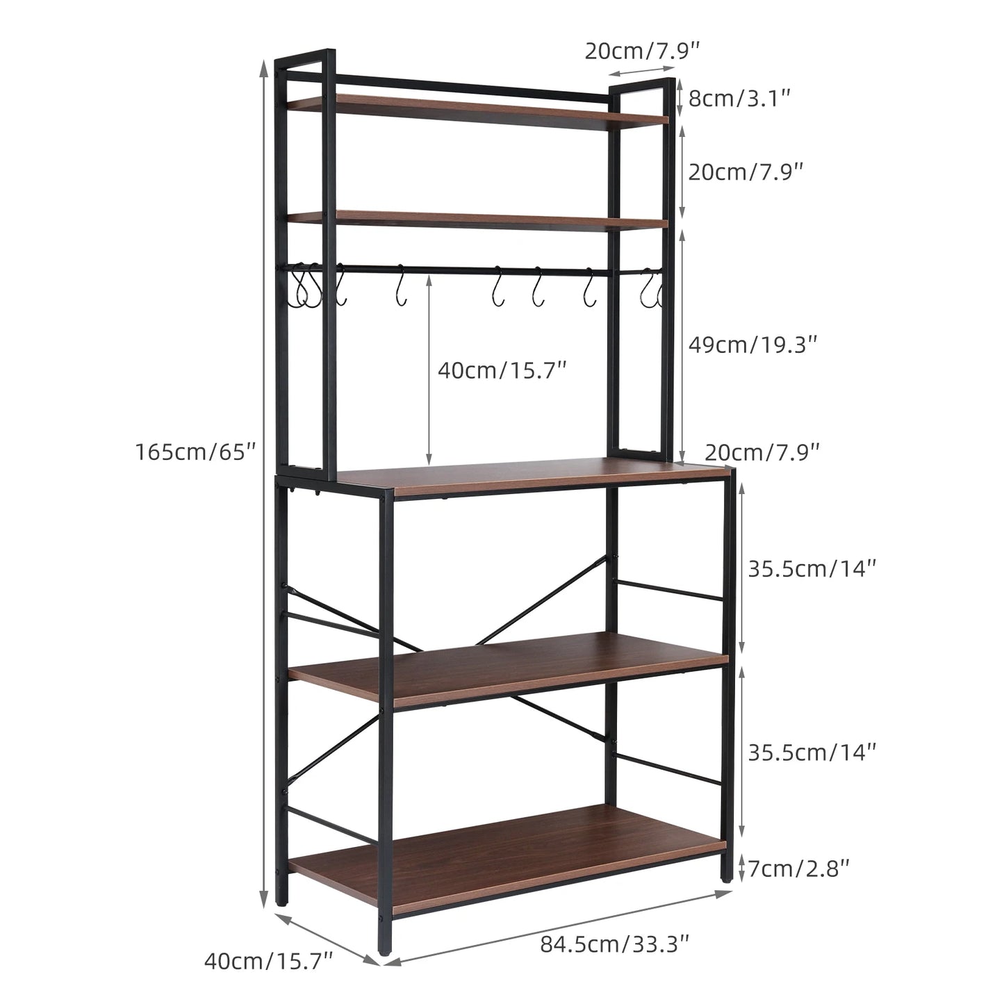 Kitchen Bakers Rack Industrial 5-Tier Microwave Oven Stand Freestanding