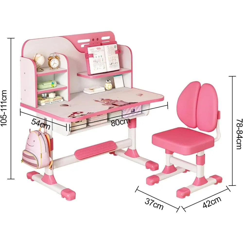 Premium Kids Study Desk Chair Set,Height Adjustable Children's Desk