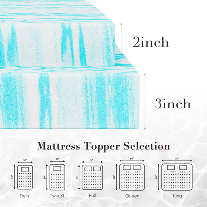 Gel Memory Foam Mattress Topper Full Size Cooling Topper Full