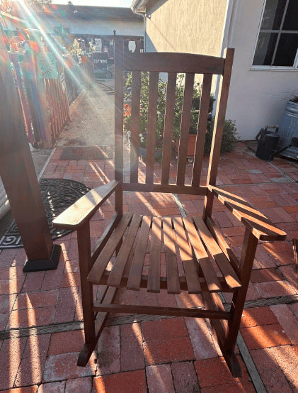 Acacia Indoor Rocking Chair, Outdoor Solid Wood Patio Furniture New Style Light Brown