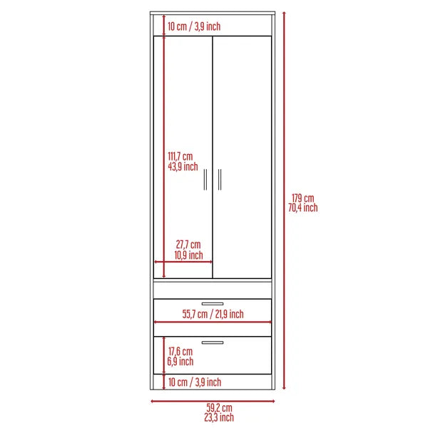 Alabama Armoire, One Large Cabinet, Two Drawers