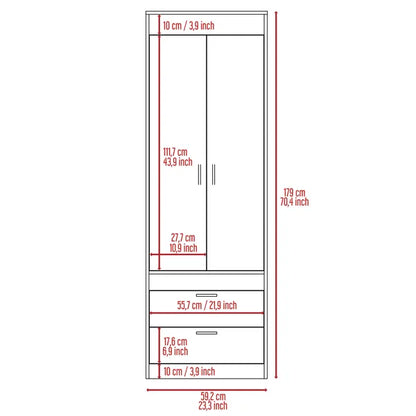 Alabama Armoire, One Large Cabinet, Two Drawers