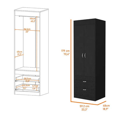 Alabama Armoire, One Large Cabinet, Two Drawers