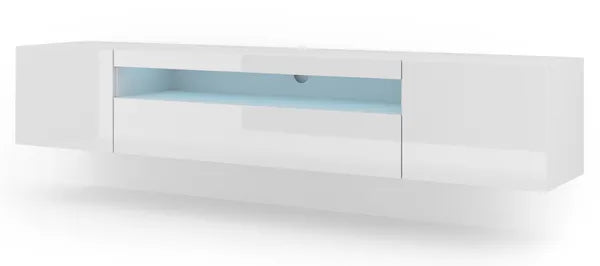 AURA 200 TV STAND / 78,74 in white matt / white gloss + LED RGB