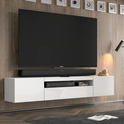 AURA 200 TV STAND / 78,74 in white matt / white gloss + LED RGB