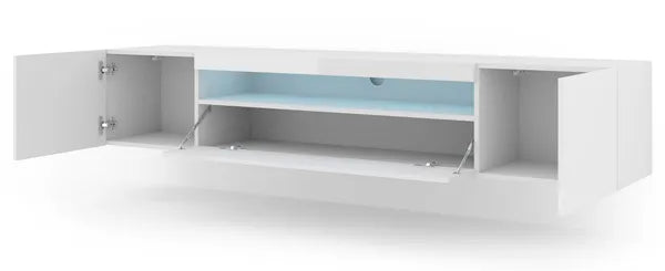 AURA 200 TV STAND / 78,74 in white matt / white gloss + LED RGB