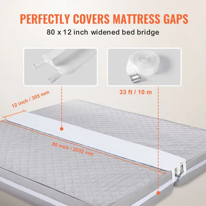 Bed Bridge King Bed Connector Kit Metal Buckle and Storage Bag 80"L x 12"W