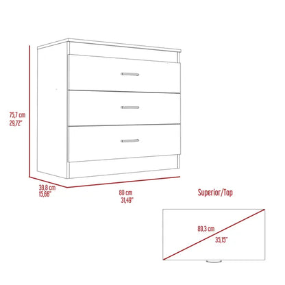 Bethage 3-Drawer Dresser Black Wengue