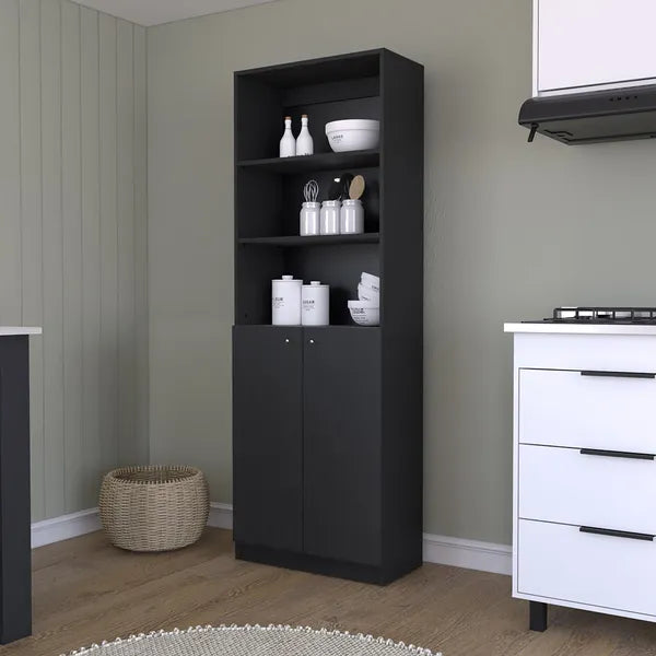 Bookcase Dual-Door Benzoni, Office, Black