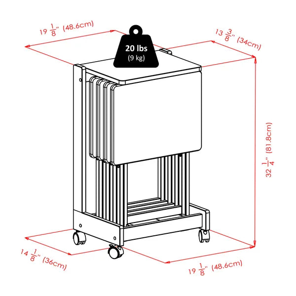 Brienda 5-Pc Snack Table Set; Flip Top; Coffee