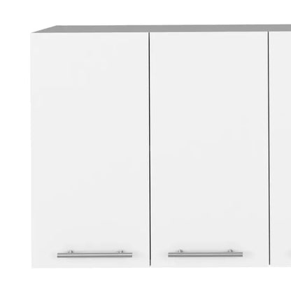 Caledon 2 Piece Kitchen Set, Kitchen Island + Upper Wall Cabinet , White /Walnut