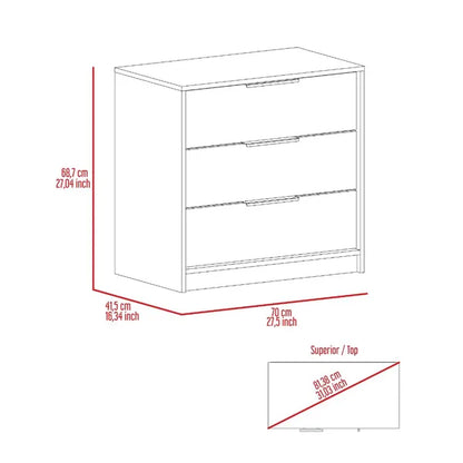 Cannon 3-Drawer Rectangle Dresser Light Grey