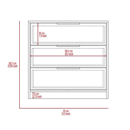 Cannon 3-Drawer Rectangle Dresser Light Grey