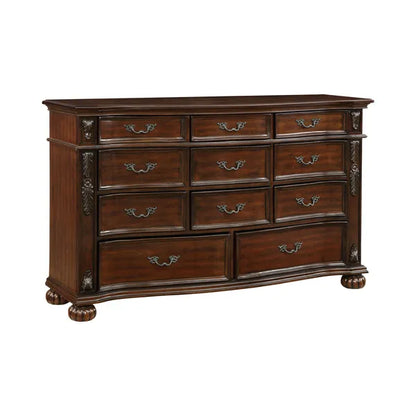 Classic Traditional 1pc Dresser of 11 Drawers Cherry Finish Formal Bedroom Furniture Carving Wood Design