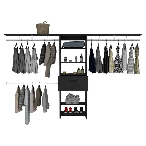 Closet System Ashland, Five Shelves, Black Wengue Finish