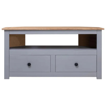 Corner TV Stand Gray 36.6"x19.3"x19.3" Solid Pine Panama Range