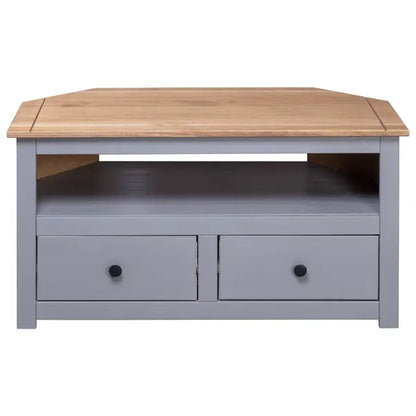 Corner TV Stand Gray 36.6"x19.3"x19.3" Solid Pine Panama Range