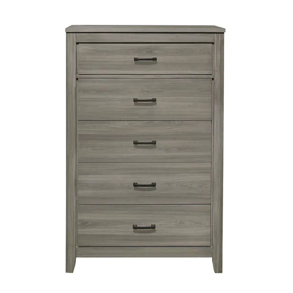 Dark Gray Finish Transitional Look 1pc Chest of 5 Drawers Industrial Rustic Modern Style Bedroom Furniture