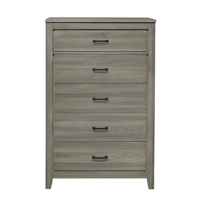 Dark Gray Finish Transitional Look 1pc Chest of 5 Drawers Industrial Rustic Modern Style Bedroom Furniture