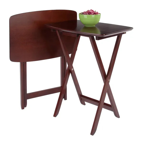 Darlene 2-Pc Snack Table Set; Walnut