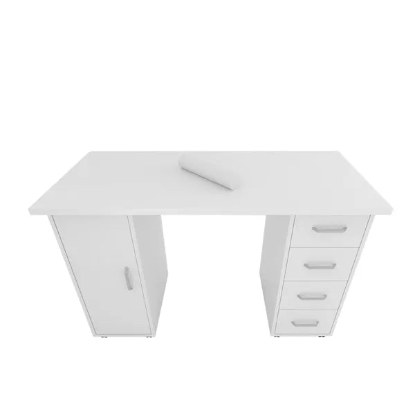 Double Edged Manicure Nail Table with Drawer White