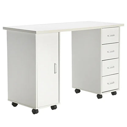 Double Edged Manicure Nail Table with Drawer White