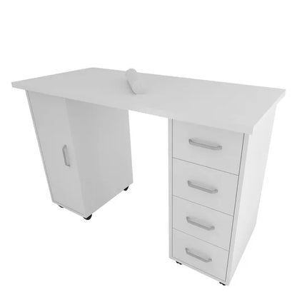 Double Edged Manicure Nail Table with Drawer White