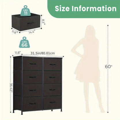 SALE Dresser for Bedroom with 8 Drawers Tall Dresser & Chest of Drawers Fabric Dresser with Wood Top and Sturdy Steel Frame