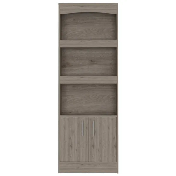 Durango Bookcase; Three Shelves; Double Door Cabinet