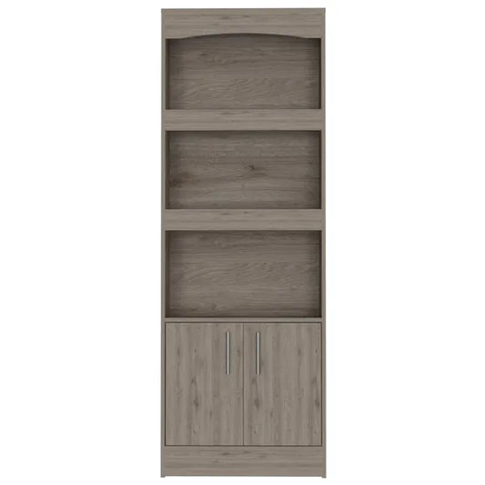 Durango Bookcase; Three Shelves; Double Door Cabinet