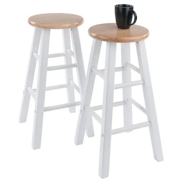 Element Counter Stools; 2-Pc Set; Natural & White