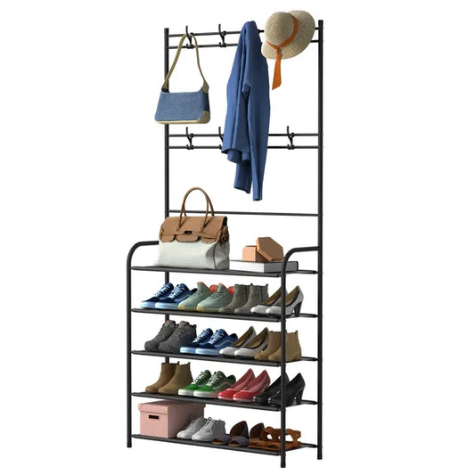 SALEEntryway Coat Hat Rack Shoe Storage Shelf Shoe Rack Freestanding Hall Tree Garment Hanger Stand Clothes Shoe Organizer Combo