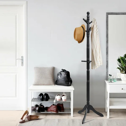 Entryway Height Adjustable Coat Stand with 9 Hooks