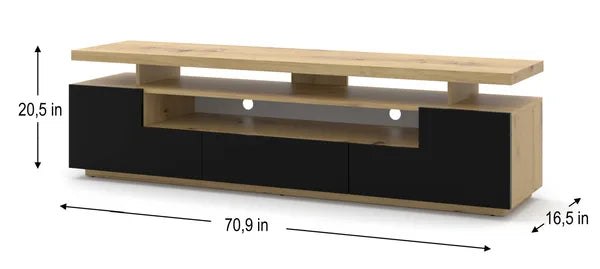 EVA 180 TV STAND / 70,87 in artisan oak / black matt