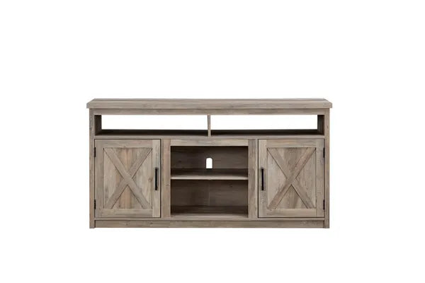 Farmhouse Barn door TV Media Stand Modern Entertainment Console for TV Up to 65" with Open and Closed Storage Space