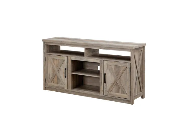 Farmhouse Barn door TV Media Stand Modern Entertainment Console for TV Up to 65" with Open and Closed Storage Space