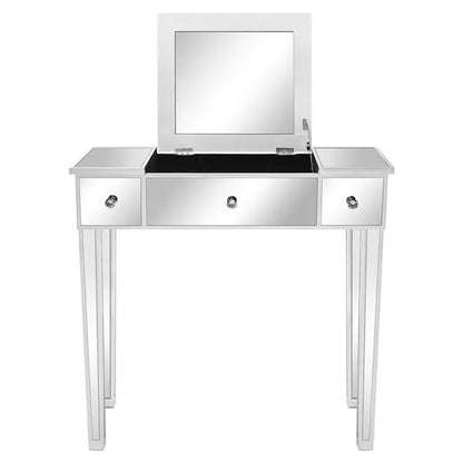 FCH 80*38*76cm MDF With Mirror Surface; The Desktop Can Be Flipped And One Pumped Computer Desk Silver