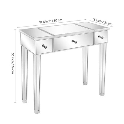 FCH 80*38*76cm MDF With Mirror Surface; The Desktop Can Be Flipped And One Pumped Computer Desk Silver