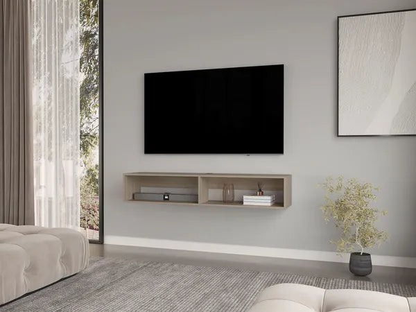 Floating Tv Stand Moore, Living Room, White Oak