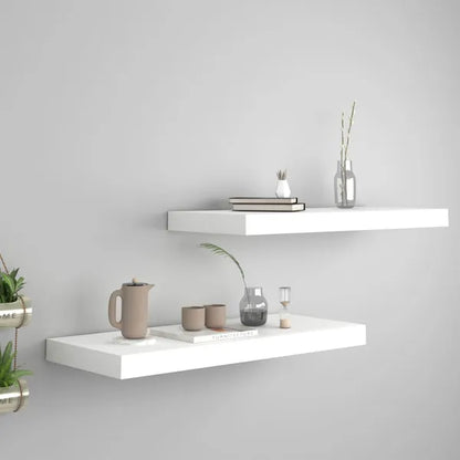 Floating Wall Shelves 2 pcs White 23.6"x9.3"x1.5" MDF