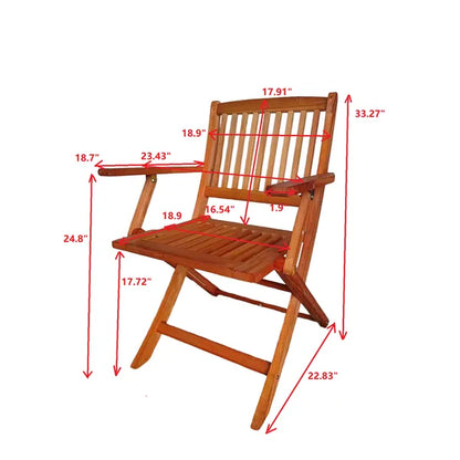 Foldable Patio Dining Set, 4 Folding Chairs, Indoor and outdoor universal, Teak