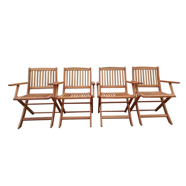 Foldable Patio Dining Set, 4 Folding Chairs, Indoor and outdoor universal, Teak