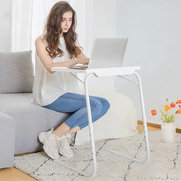 Foldable Tray Table Portable Sofa TV Tray 6 Heights 3 Angles Laptop Desk Adjustable Eating Dinner Coffee