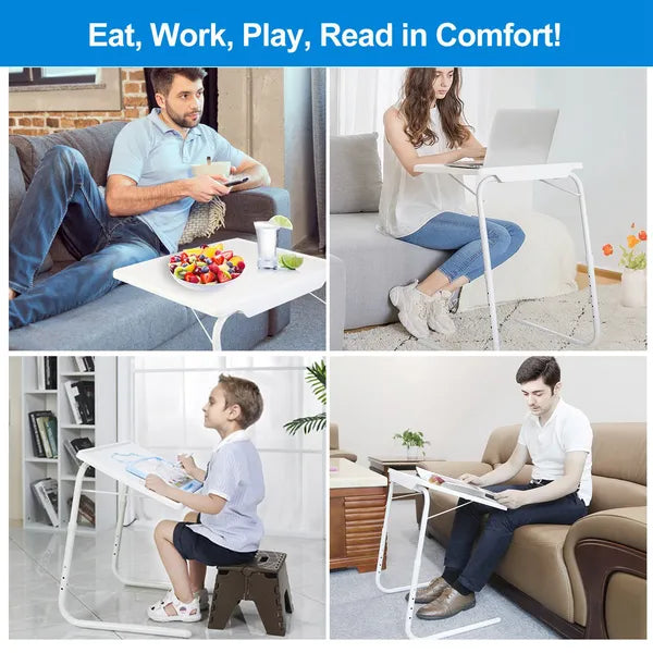 SALEFoldable Tray Table Portable Sofa TV Tray 6 Heights 3 Angles Laptop Desk Adjustable Eating Dinner Coffee