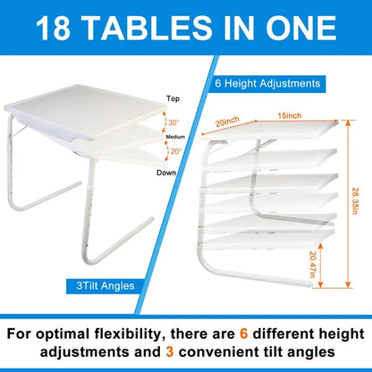 SALEFoldable Tray Table Portable Sofa TV Tray 6 Heights 3 Angles Laptop Desk Adjustable Eating Dinner Coffee