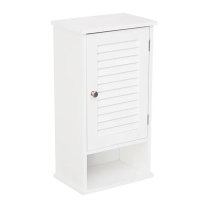 FRALIMK Medicine Cabinet, Hanging Cabinet with 3 Tiers, Single Louvered Door, Slim Wall cabinet for Home Bathroom Bedroom, White